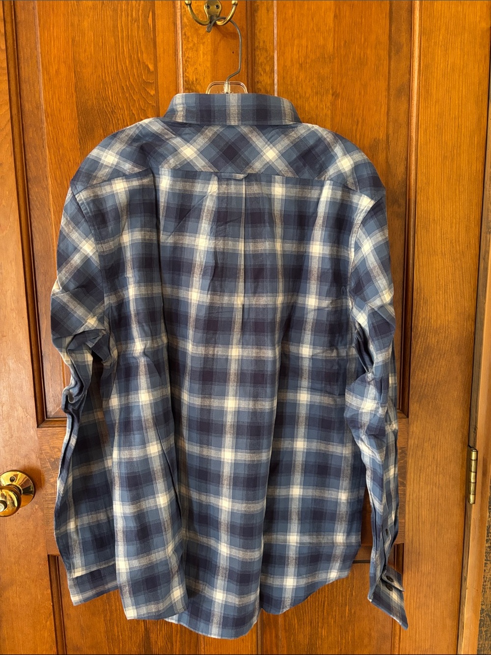 Lands' End Men's Navy and Light Blue Plaid Button-Down Shirt, NWT, L - Picture 6 of 6